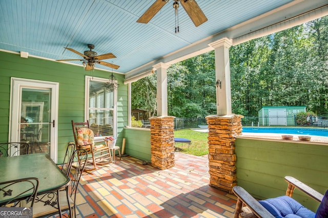 view of patio / terrace featuring ceiling fan