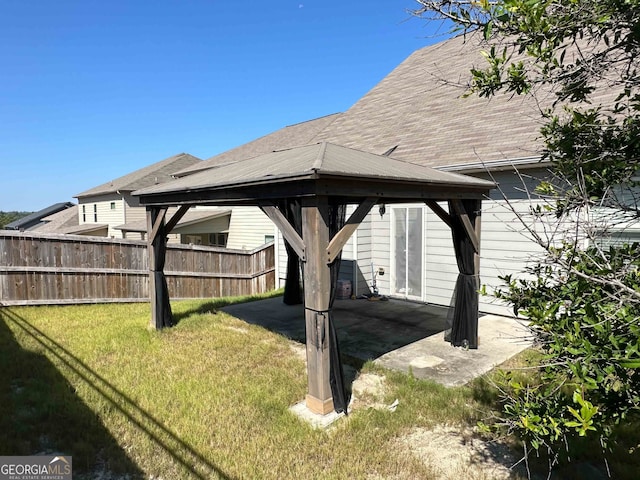 view of yard featuring a patio and a gazebo