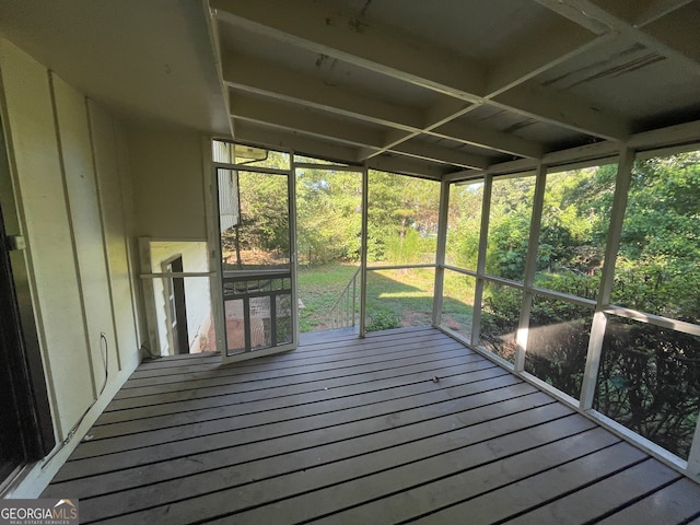 view of unfurnished sunroom