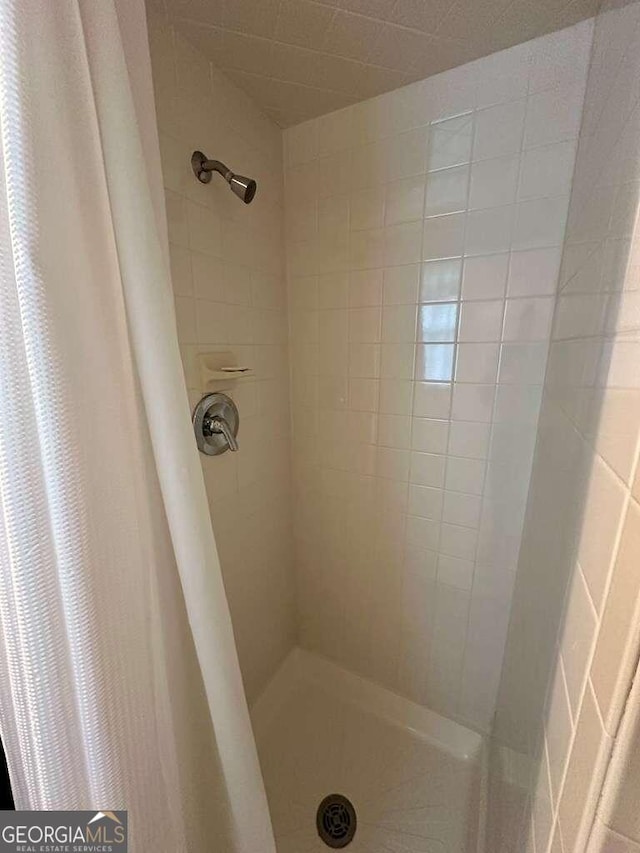 bathroom with a shower stall