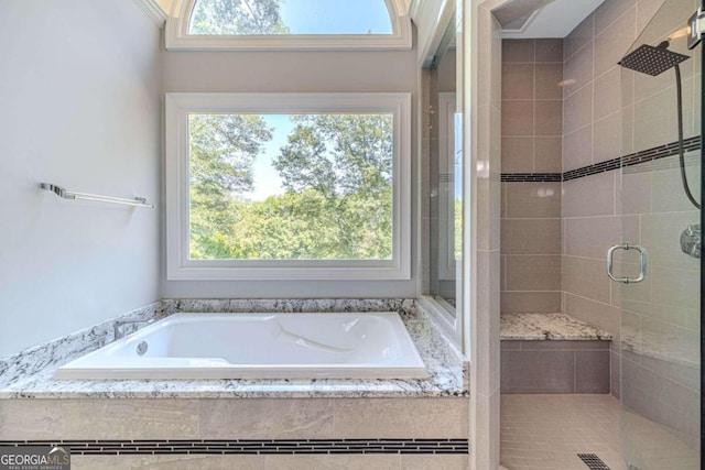 bathroom with separate shower and tub