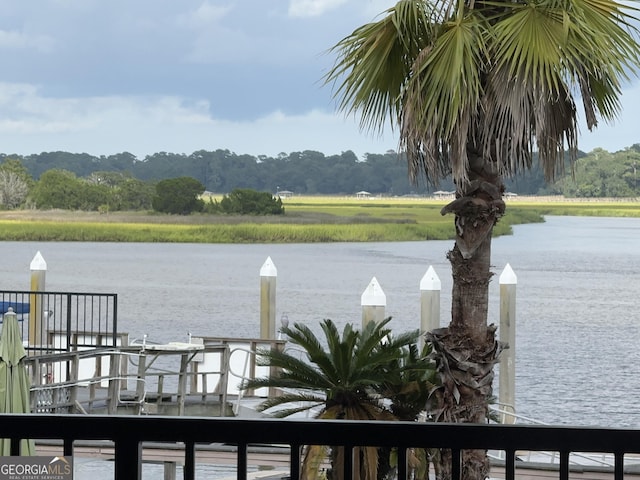 view of dock featuring a water view