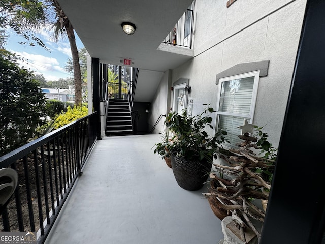 balcony with stairway