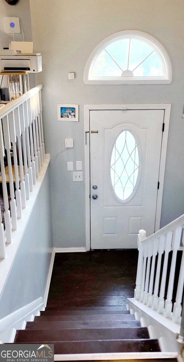 entryway with plenty of natural light and wood-type flooring