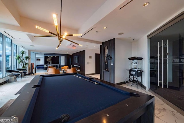 game room featuring pool table and light tile patterned floors