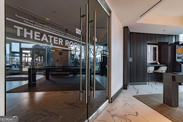 interior space featuring light tile patterned floors