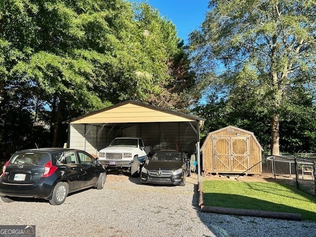 view of parking with a carport