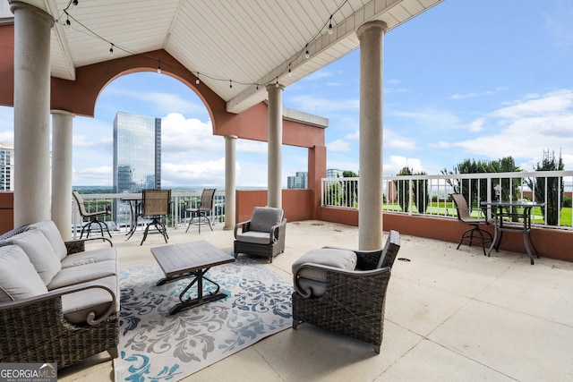 view of patio with an outdoor living space