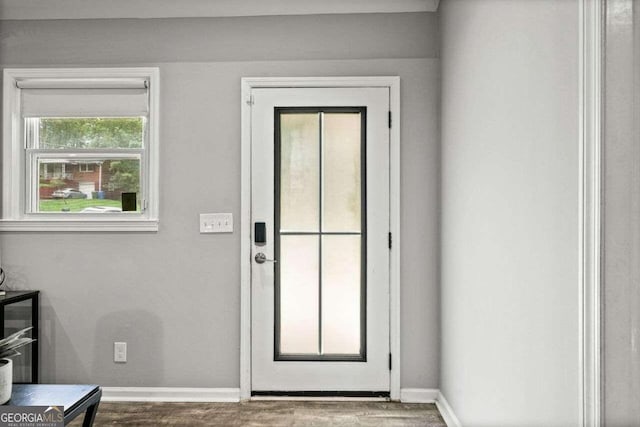 doorway featuring hardwood / wood-style floors