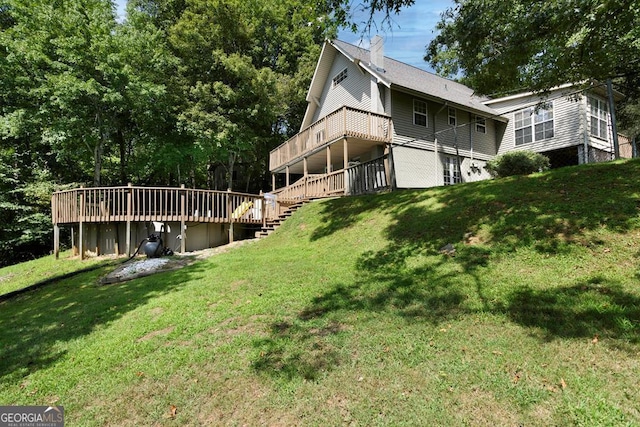 view of yard with a deck