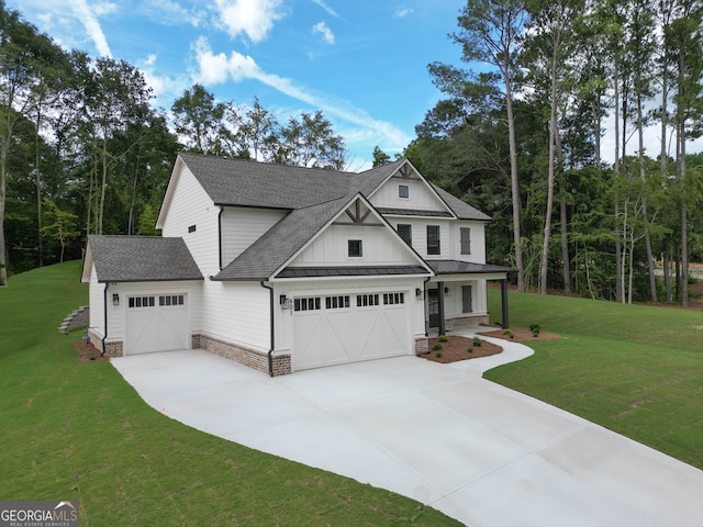 view of front of property with a front lawn