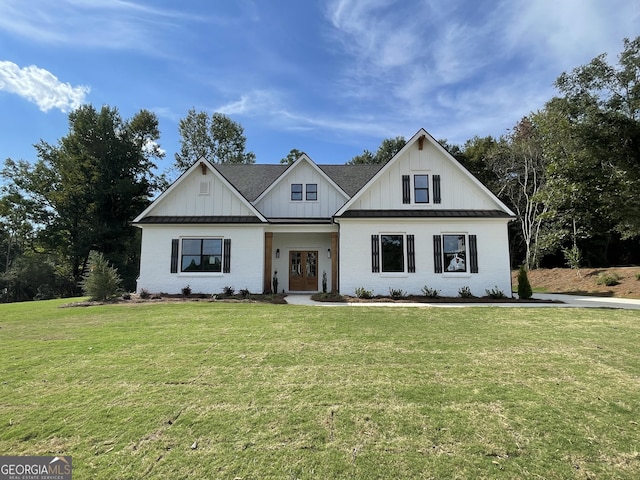 modern farmhouse with a front yard