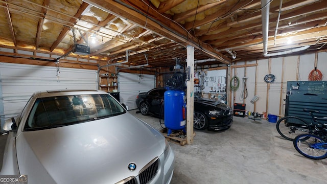 garage with a garage door opener