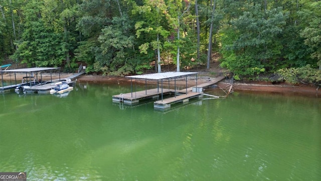 dock area featuring a water view