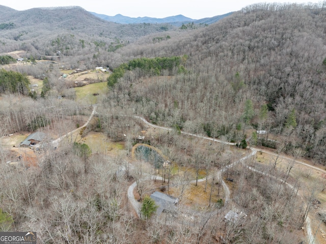 aerial view featuring a mountain view