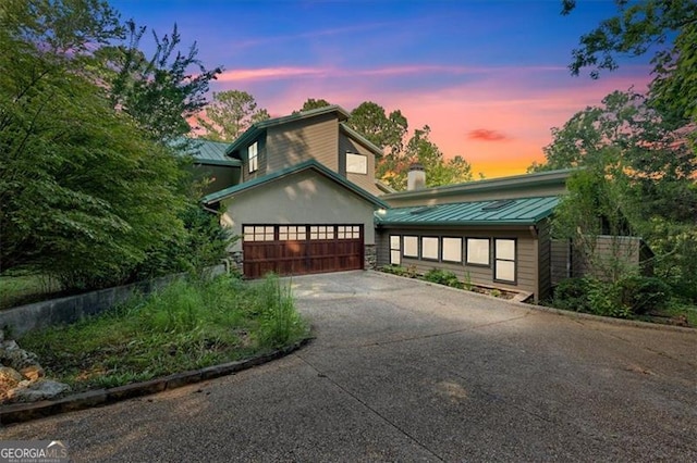 view of front of house featuring a garage