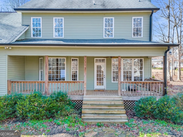 view of front of home featuring covered porch