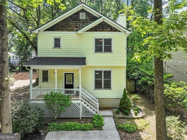 view of front of house featuring covered porch