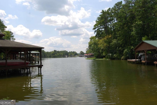 view of dock featuring a water view