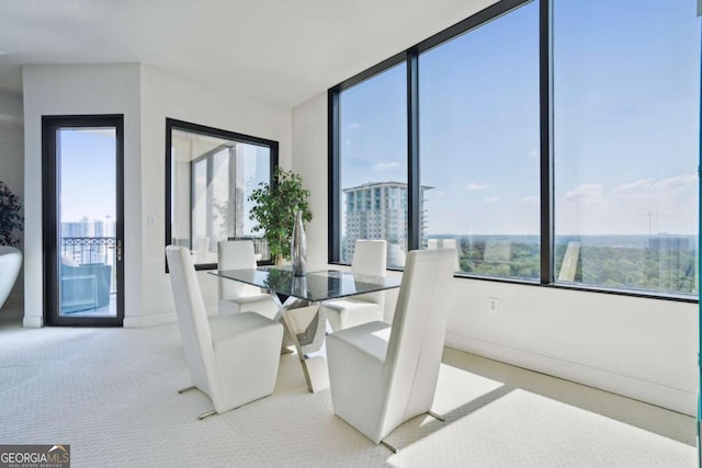 view of carpeted dining room