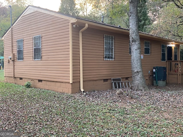 view of home's exterior featuring central air condition unit