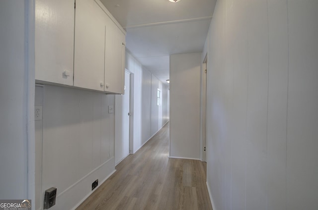 hallway featuring light wood-type flooring