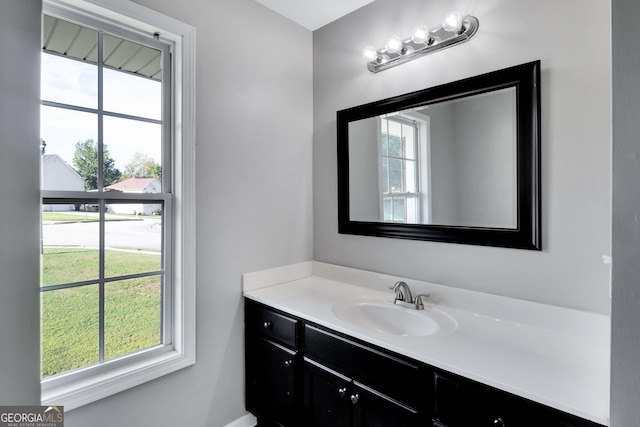 bathroom featuring plenty of natural light and vanity