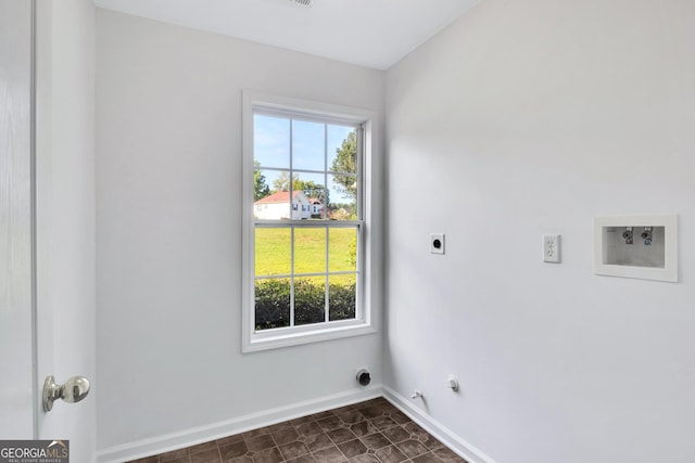 washroom with laundry area, hookup for a washing machine, electric dryer hookup, and a healthy amount of sunlight