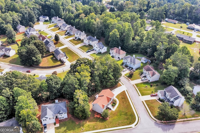 drone / aerial view with a residential view