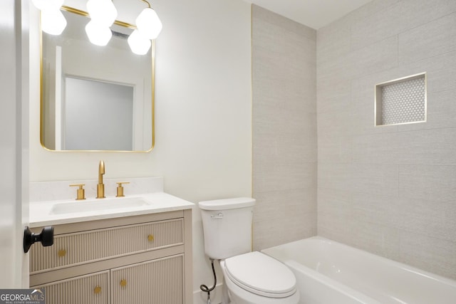 full bathroom featuring vanity, toilet, and tub / shower combination