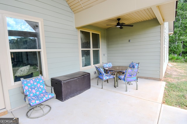 view of patio / terrace featuring ceiling fan