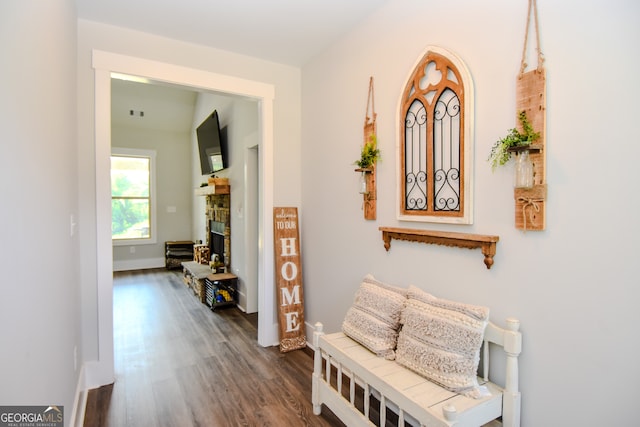 hall featuring dark hardwood / wood-style floors