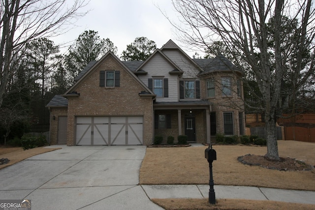 view of front of house with a garage