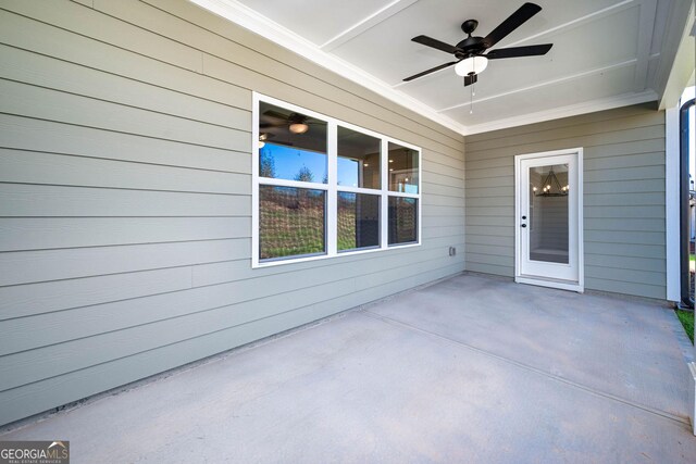 view of patio with ceiling fan