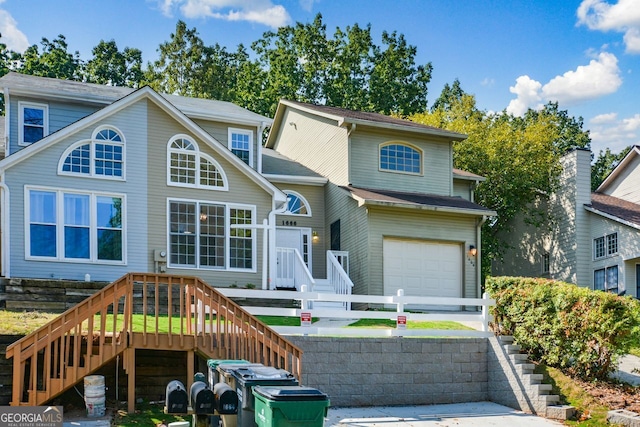 view of front of property featuring a garage