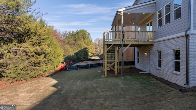 view of yard with a deck