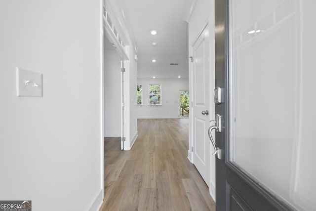 hall featuring light hardwood / wood-style floors