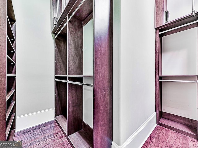 walk in closet featuring wood finished floors
