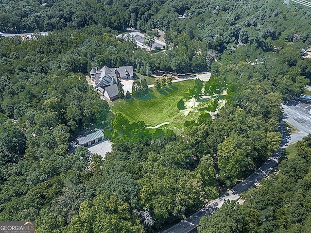 view of property location with a heavily wooded area