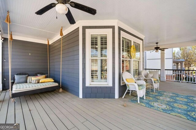 deck featuring ceiling fan