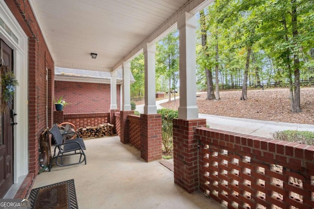 view of patio featuring covered porch