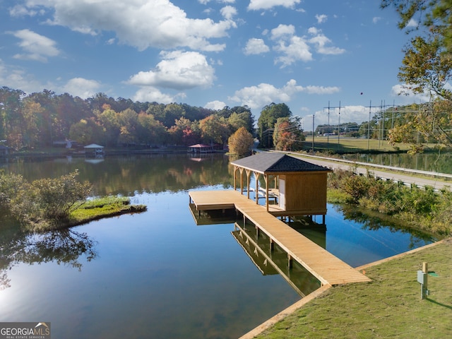 view of dock featuring a water view