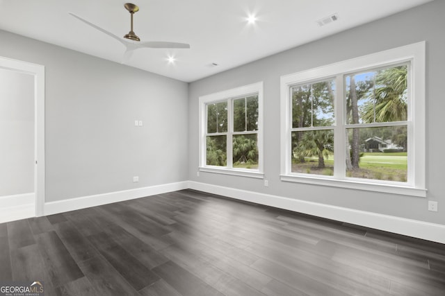 empty room featuring dark hardwood / wood-style flooring