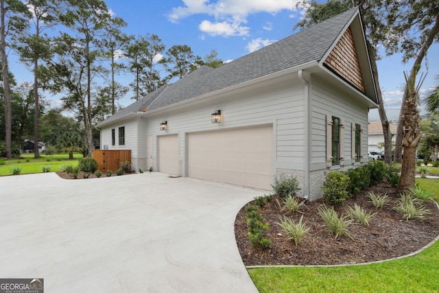 view of home's exterior featuring a garage