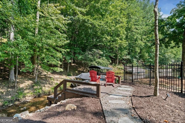 view of yard with a water view