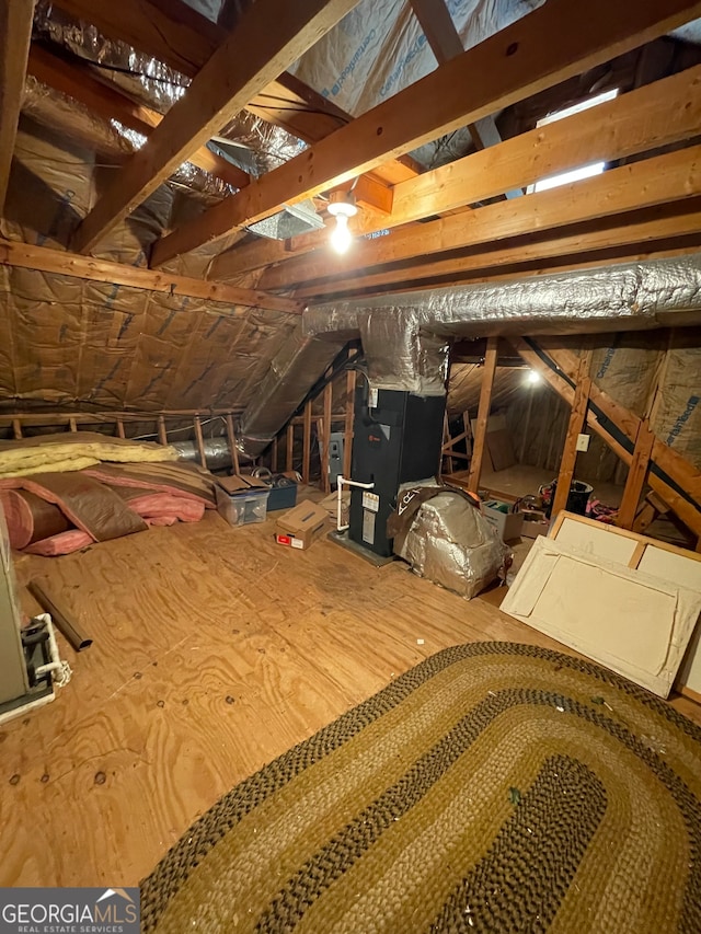 attic with heating unit