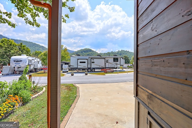 exterior space with a mountain view