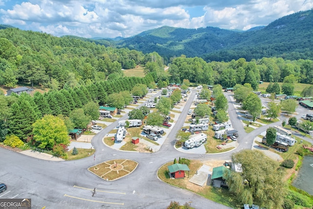 aerial view with a mountain view