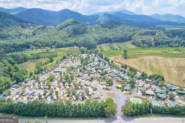 bird's eye view featuring a mountain view