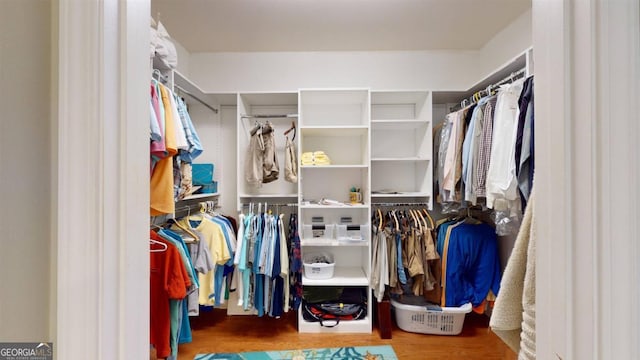 spacious closet featuring hardwood / wood-style floors